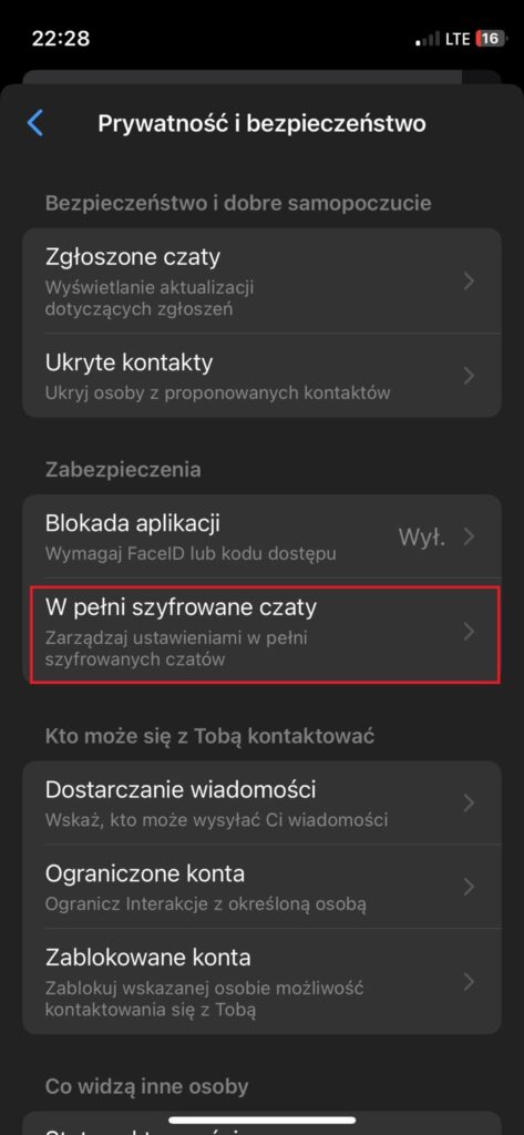 pełne szyfrowanie Messenger