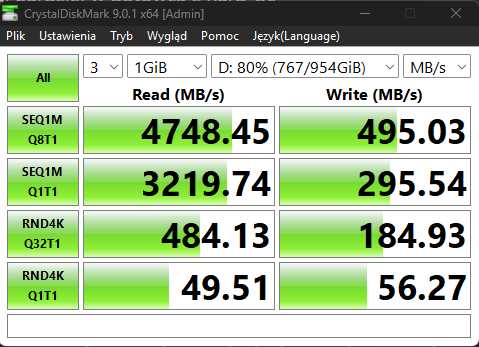 AGI AI818 - Test "niedrogiego" dysku NVME uszytego na miarę teraźniejszości 64 CDM 80 Default